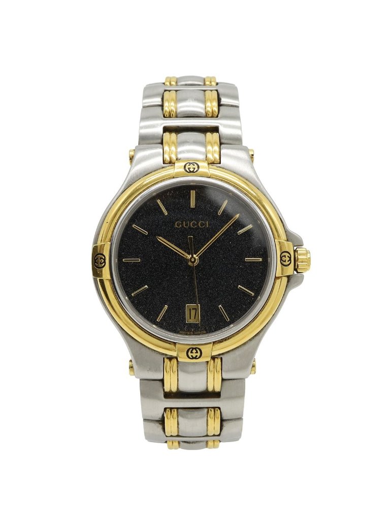 Gucci Black Dial Date Ss Quartz Watch